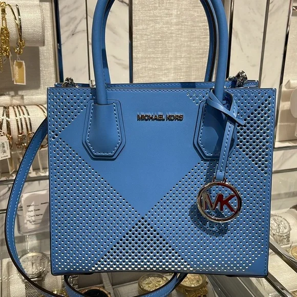 Michael Kors Mercer Medium Perforated Crossbody Satchel Bag
South Pacific 
NWT - Picture 8 of 16